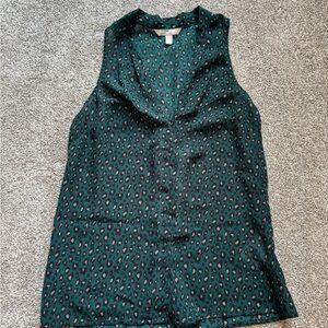 Banana Republic Teal Leopard Print Blouse
